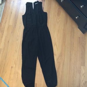 Halogen Black silky jumpsuit with cuffed pants